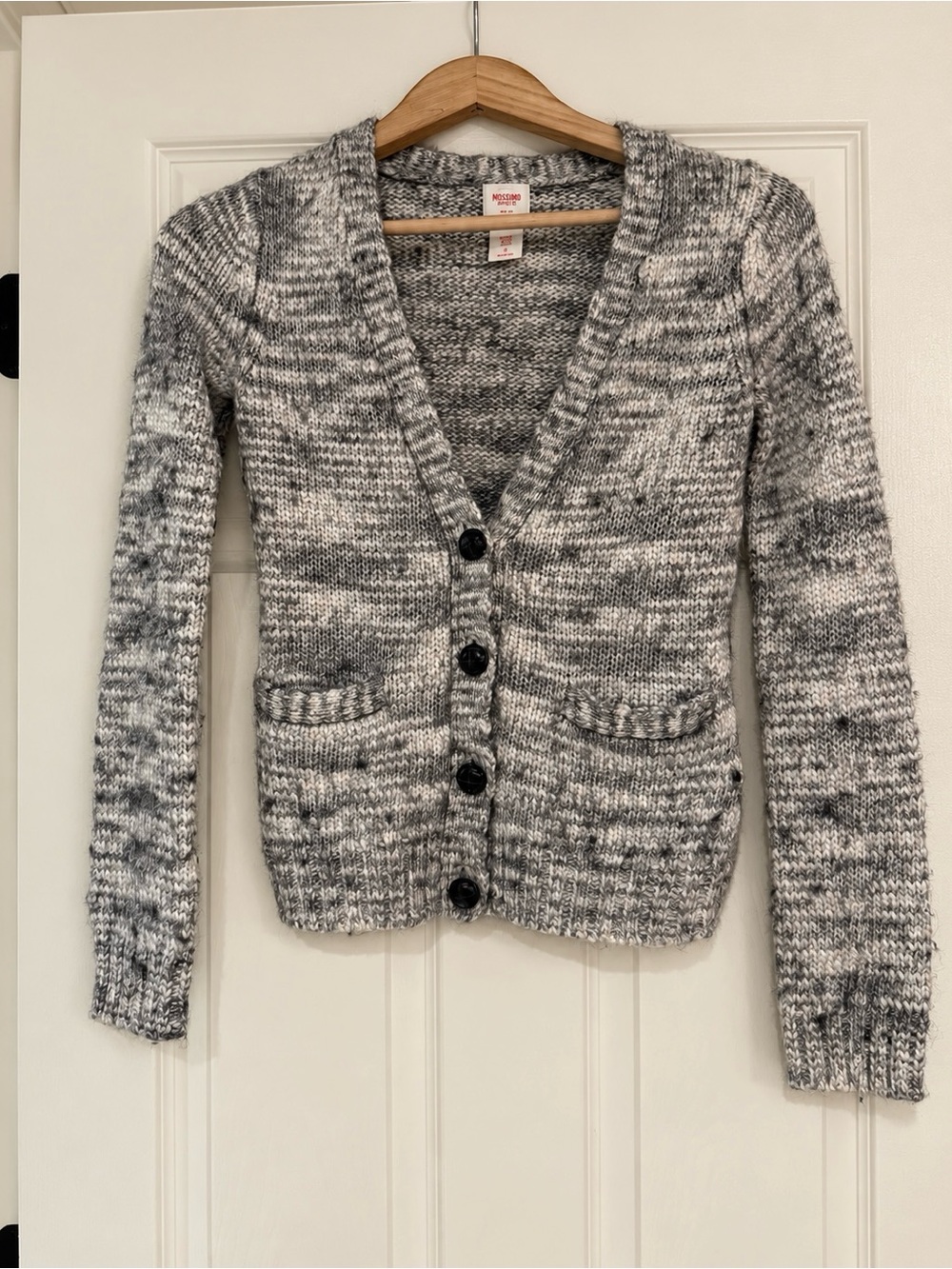 Mossimo Supply Co Women’s S Gray Marled Wool Blend Cardigan Sweater Button Front